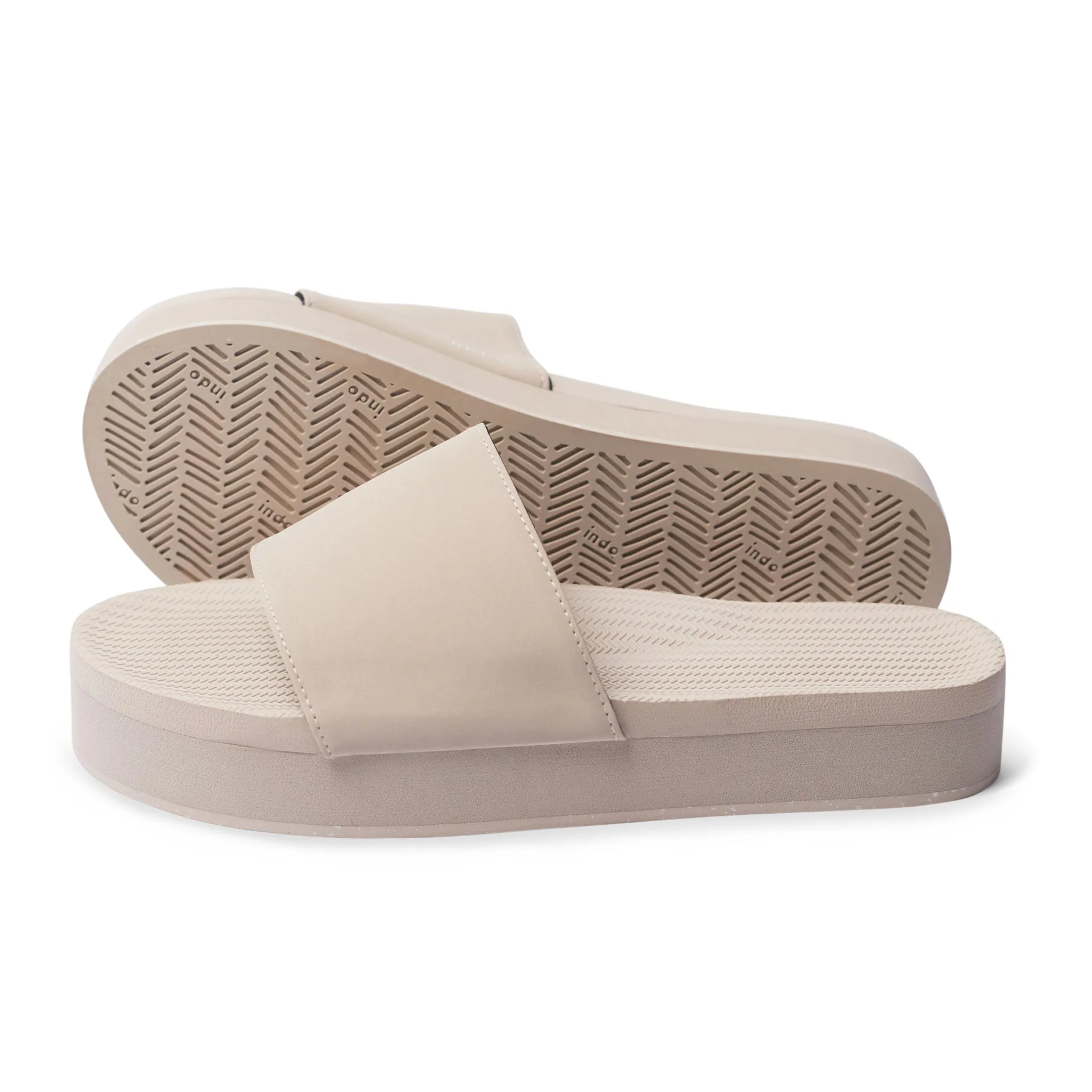 Womens Platform Slides - Sneaker Sole - Sea Salt/Sea Salt Sole