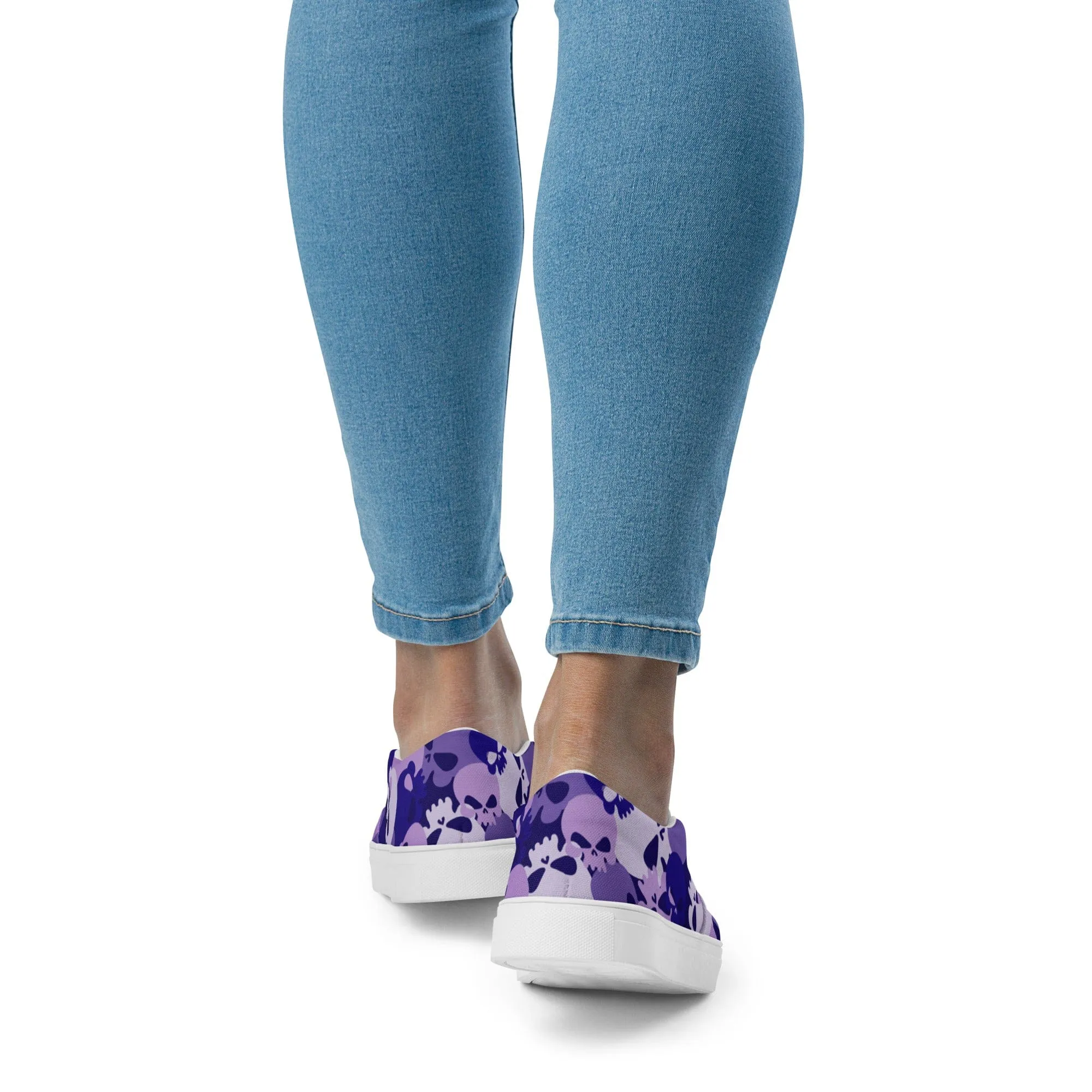Women’s Purple Skull Slip-on Canvas Shoes