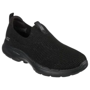 Womens Skechers Go Walk 6 - Ocean Crystal Black/Black Walking Sport Shoes