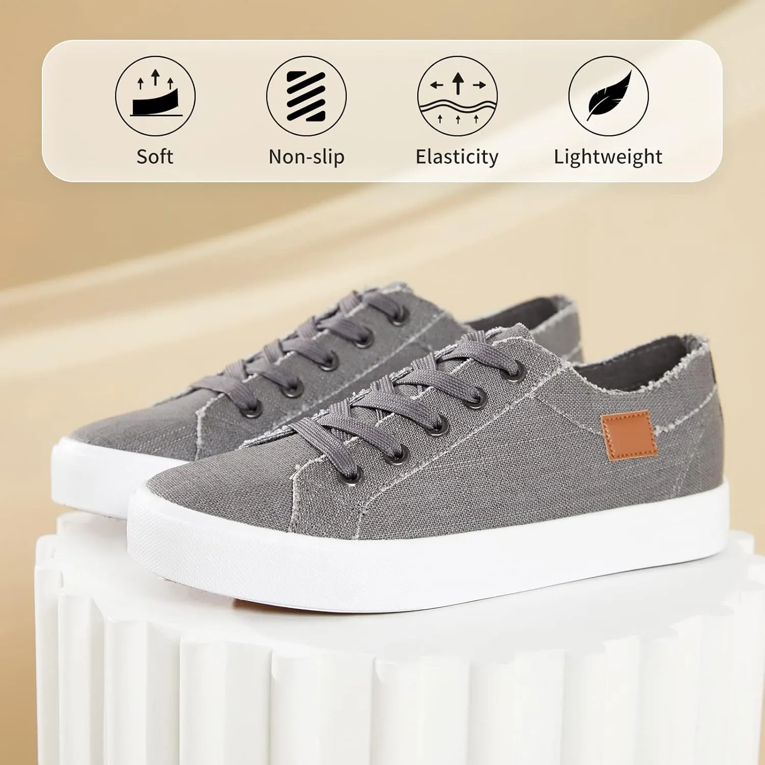 Women's Sneakers Canvas Shoes for Women Lace up Fashion Canvas Sneakers Classic Low Top Casual Shoes