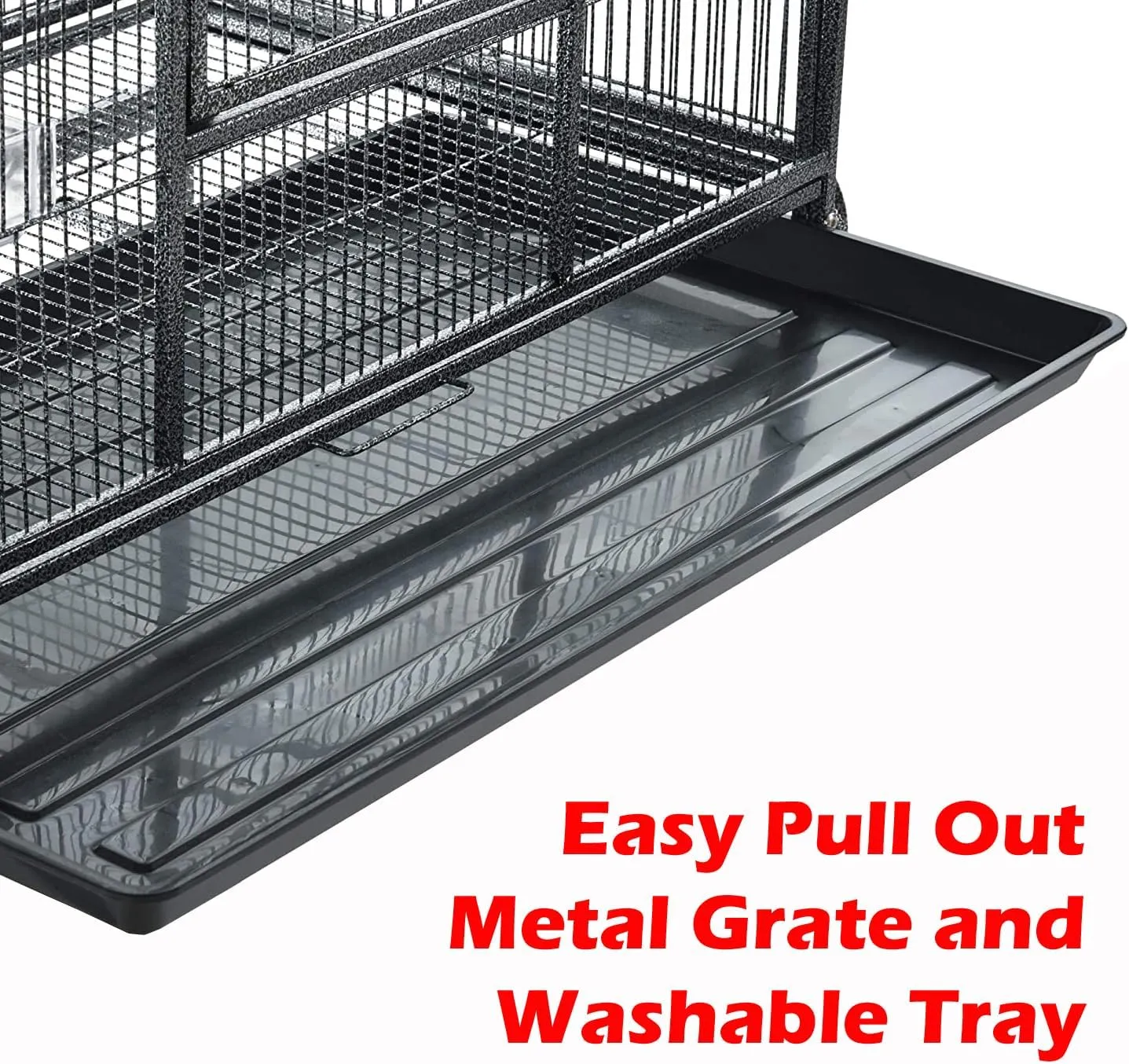 X-Large Double Stacker Wrought Iron Cage Bird Flight Parrot Breeding Breeder Cage Side Breeding Door Easy Clean Pull Out Tray Removable Rolling Stand Cockatiel Conure Canary Aviary Finches Budgies