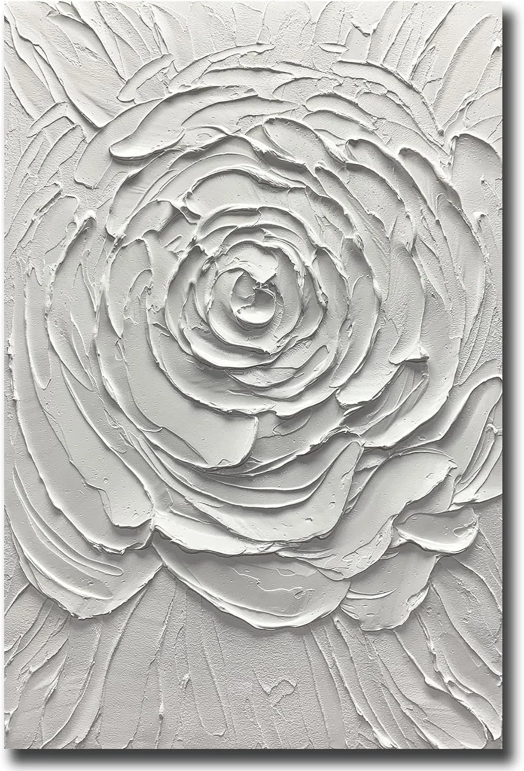 Yika Art Canvas Paintings, Wall Art Thick Texture Modern Gorgeous Abstract Hand Painted Abstract Oil Painting on Canvas Modern Wall Art Decor White Flower 30x45 inches