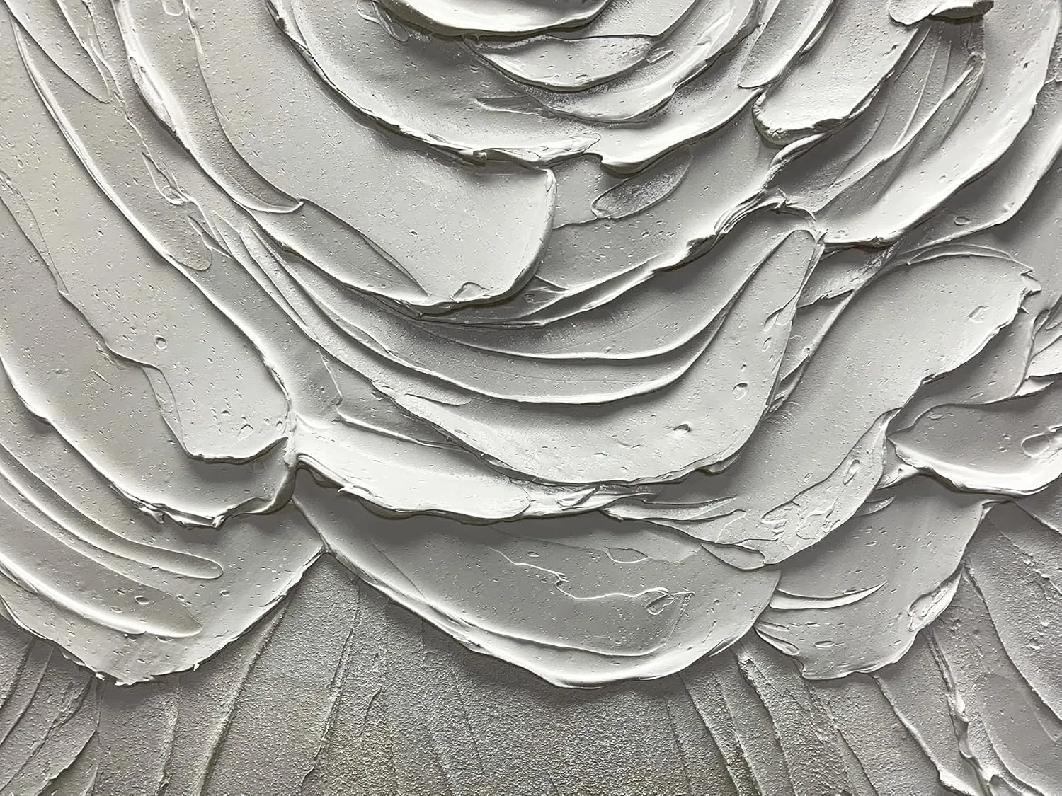 Yika Art Canvas Paintings, Wall Art Thick Texture Modern Gorgeous Abstract Hand Painted Abstract Oil Painting on Canvas Modern Wall Art Decor White Flower 30x45 inches