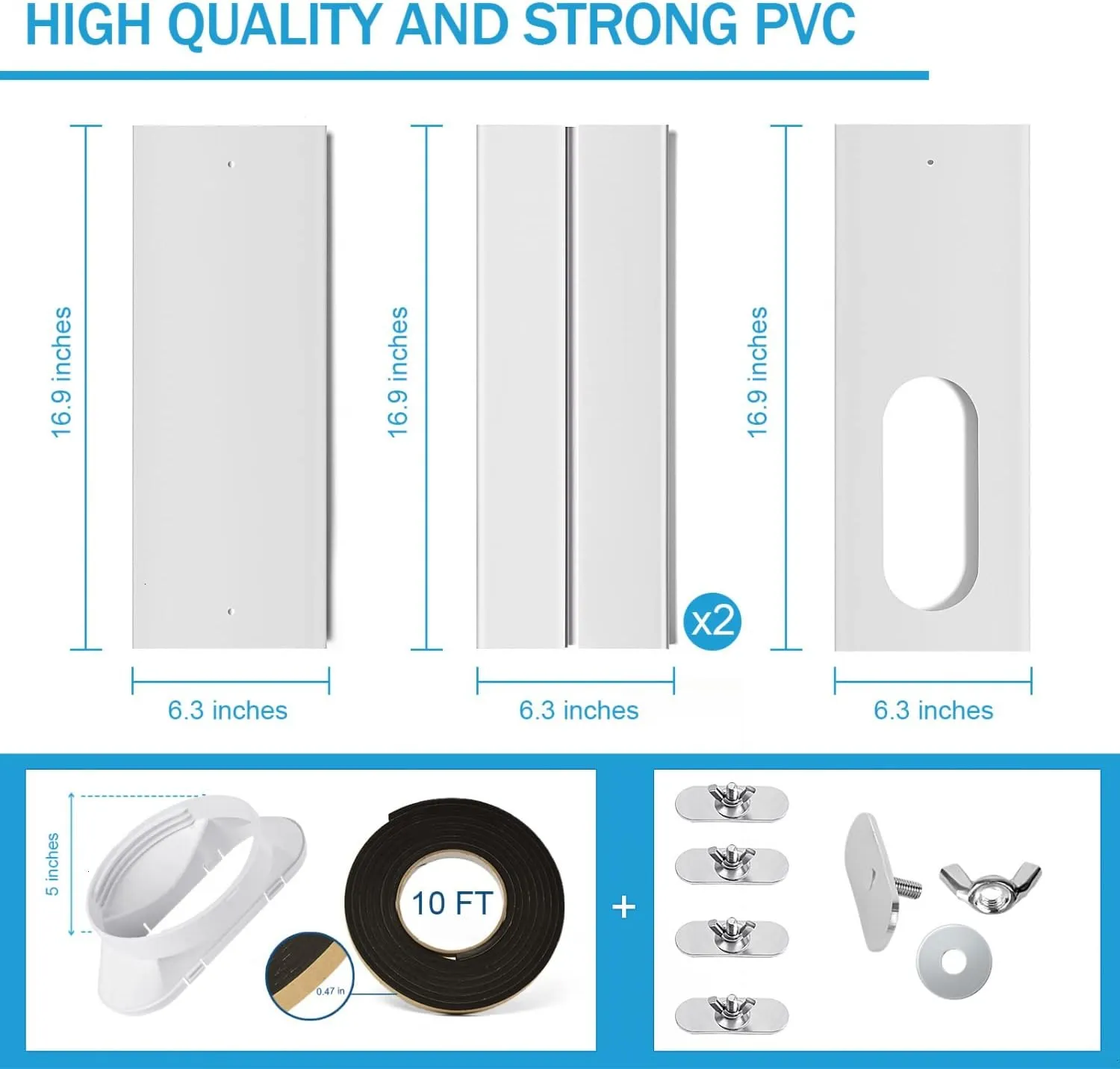 YoleShy Portable Air Conditioner Window Kit with Coupler Adjustable Window Seal for AC Unit, Sliding AC Vent Kit for 5 inches Exhaust Hose
