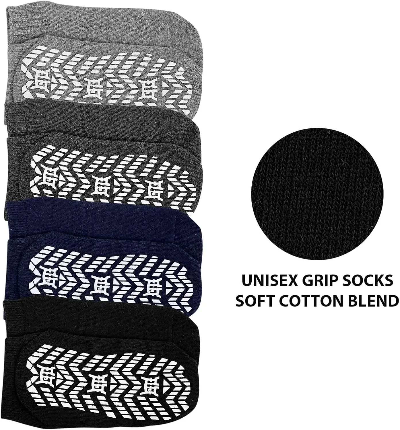 ZAKASA Non-Slip Grip Socks for Men: Non Skid Grippy Socks Anti Slip Gripper for Elderly Hospital Yoga Pilates