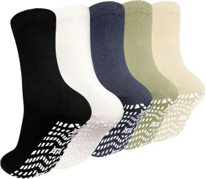 ZAKASA Non Slip Grip Socks - Non Skid Crew Grippy Socks for Men Women Anti Slip Grippers for Elderly Hospital Yoga Pilates