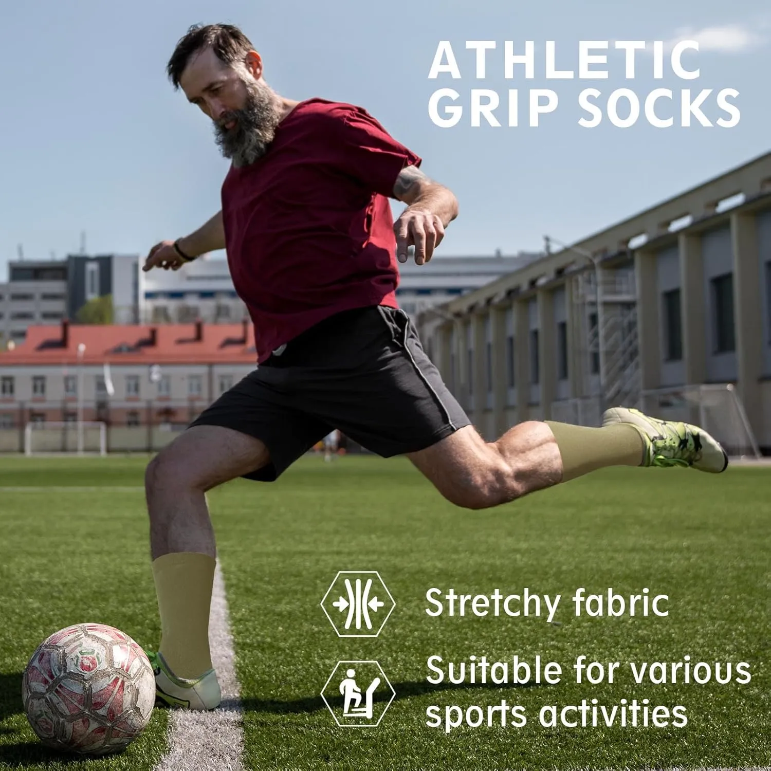 ZAKASA Non Slip Grip Socks - Non Skid Crew Grippy Socks for Men Women Anti Slip Grippers for Elderly Hospital Yoga Pilates