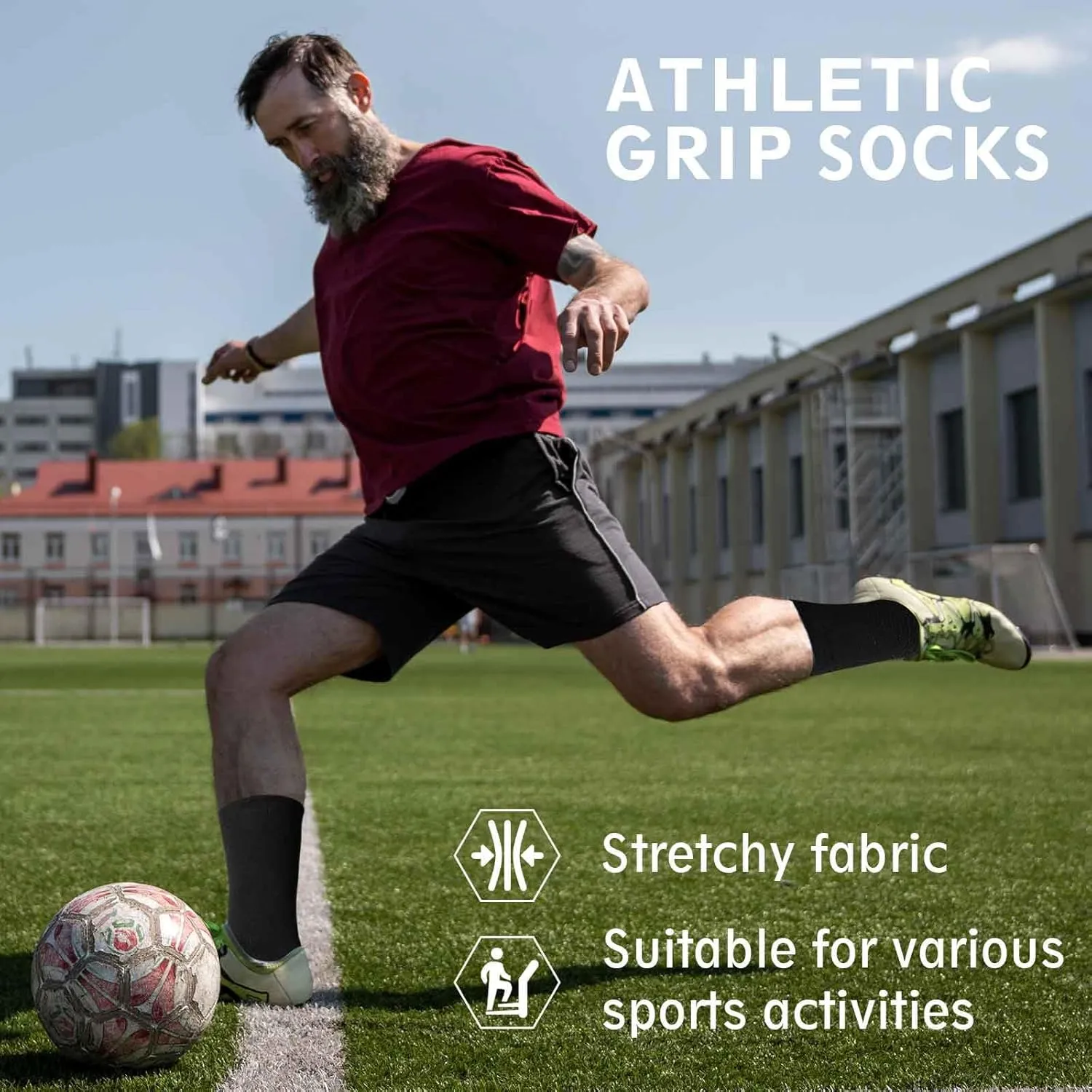 ZAKASA Non Slip Grip Socks - Non Skid Crew Grippy Socks for Men Women Anti Slip Grippers for Elderly Hospital Yoga Pilates