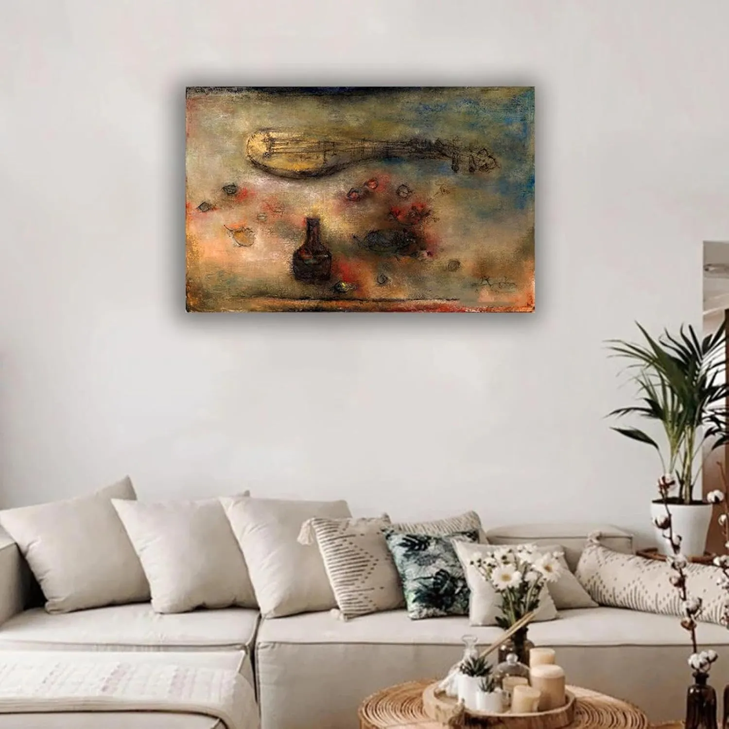 Zao Wou-Ki Poster "Still life at Biba " Famous Painting Giclee Print On Canvas Abstract Canvas Wall Art for Living Room 20x31cm Frameless