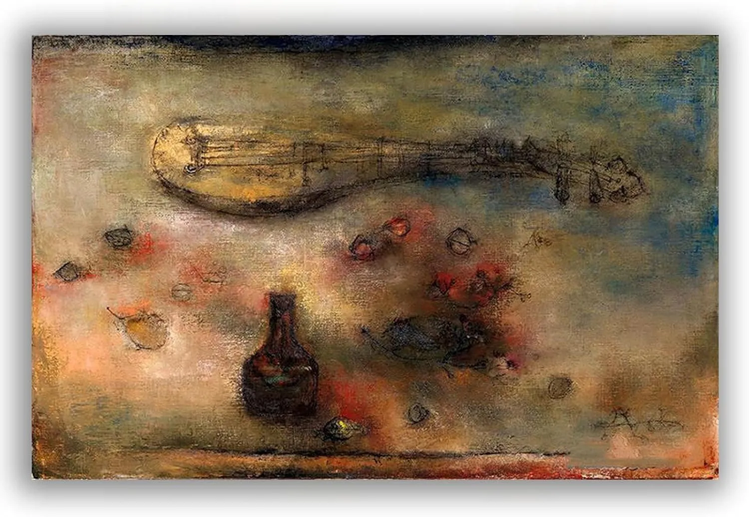 Zao Wou-Ki Poster "Still life at Biba " Famous Painting Giclee Print On Canvas Abstract Canvas Wall Art for Living Room 20x31cm Frameless