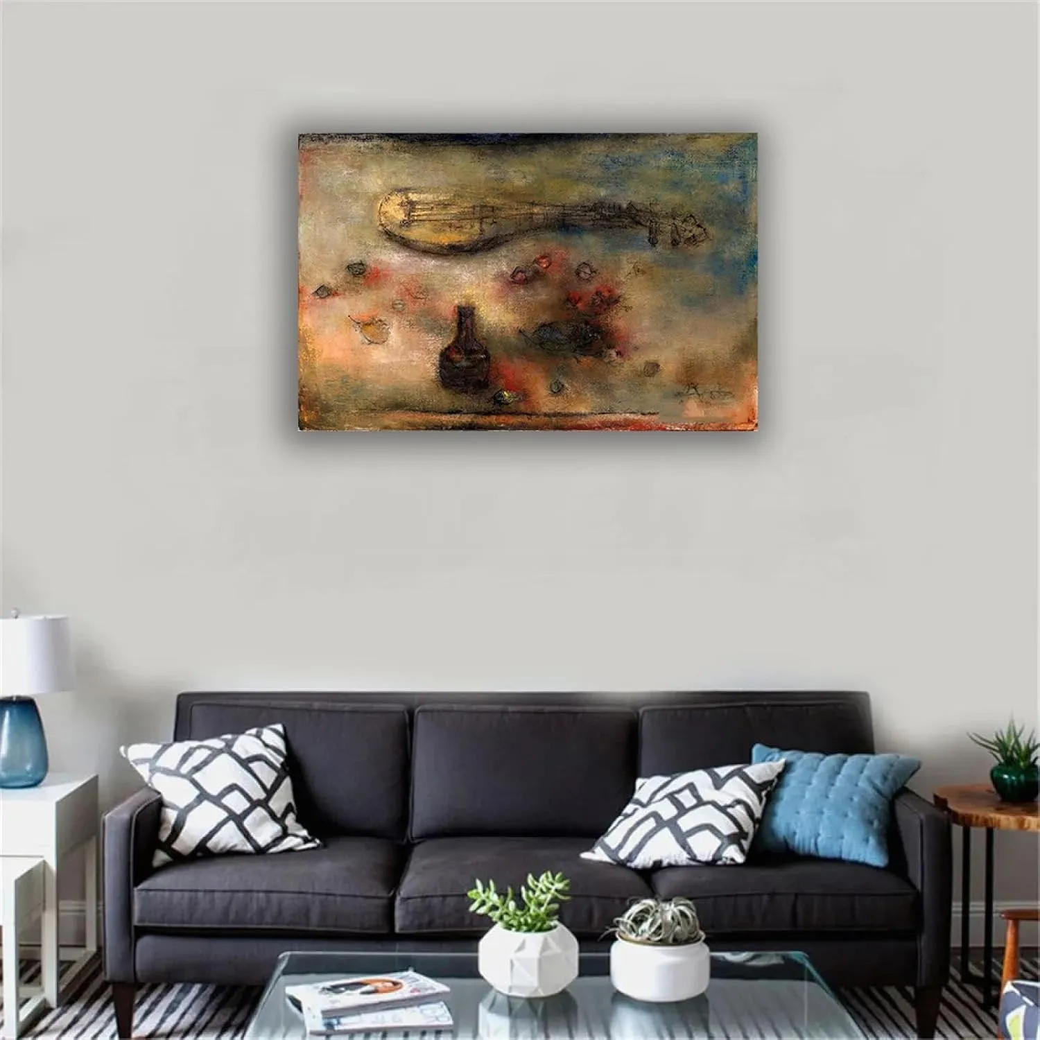 Zao Wou-Ki Poster "Still life at Biba " Famous Painting Giclee Print On Canvas Abstract Canvas Wall Art for Living Room 20x31cm Frameless