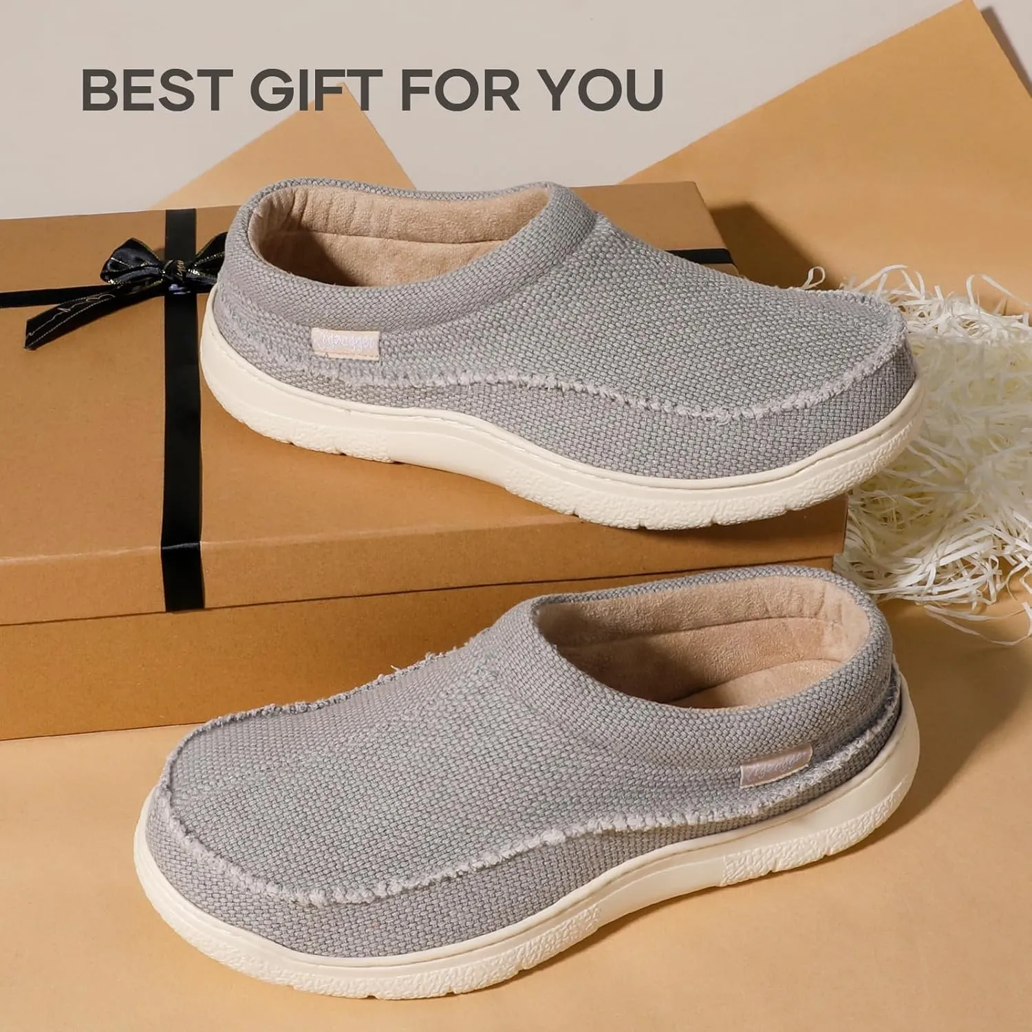Zigzagger Mens Canvas Slip on House Slippers Indoor Outdoor